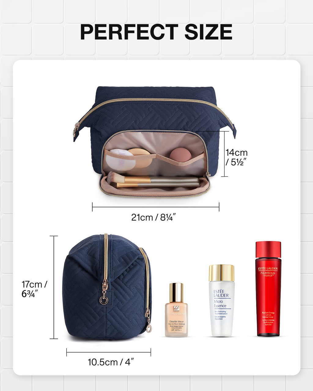 BAGSMART Travel Makeup Bag, Cosmetic Bag Make Up Organizer Case,Large Wide-open Pouch for Women Purse for Toiletries Accessories