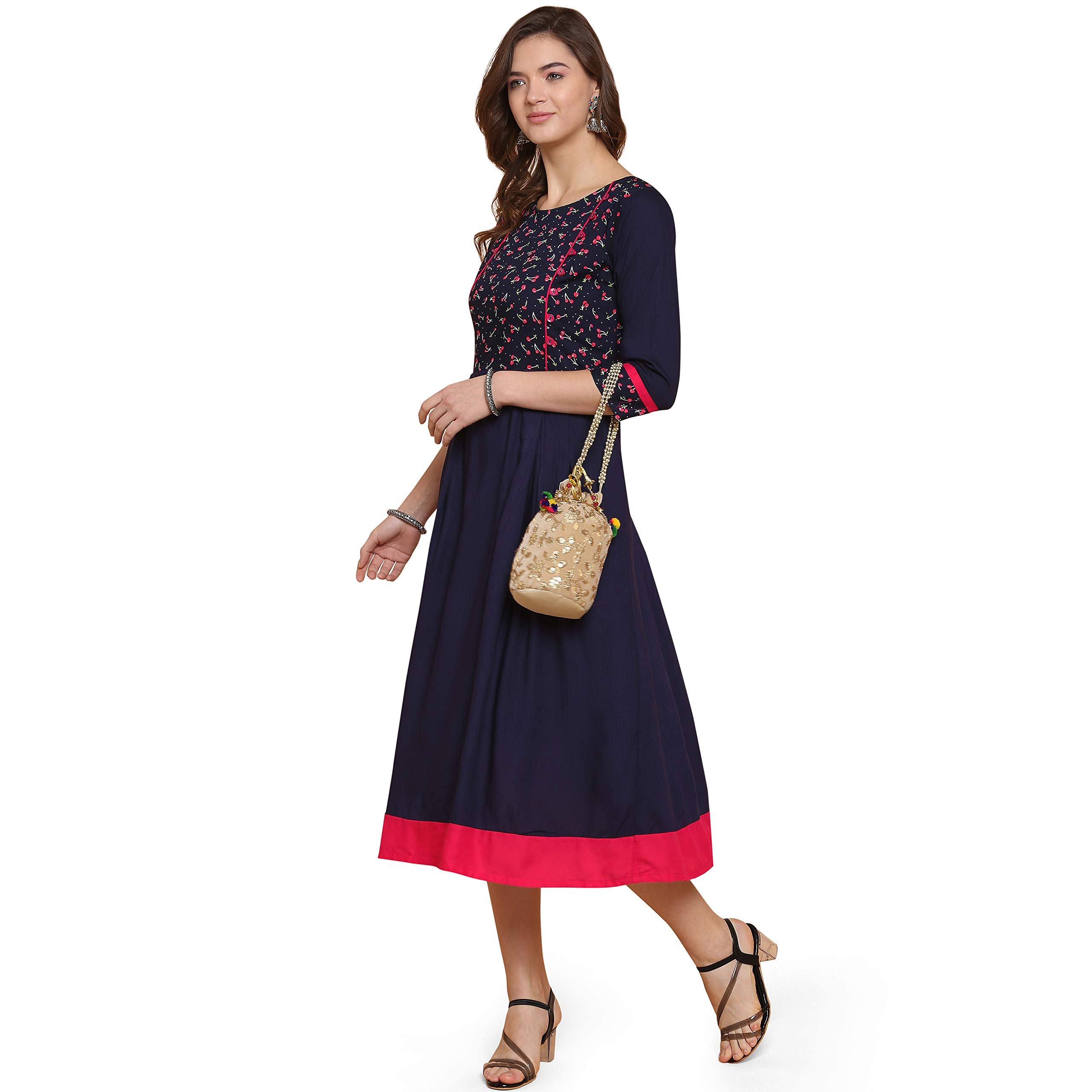 Anni Designer WomenS Rayon Empire Kurta (Navyblue,Xxl)