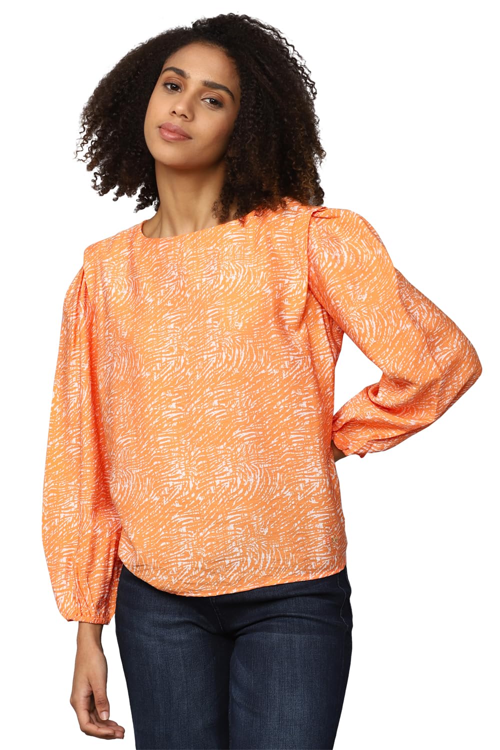 Allen Solly Women Regular Fit Printed Casual Full Sleeve Round Neck Top