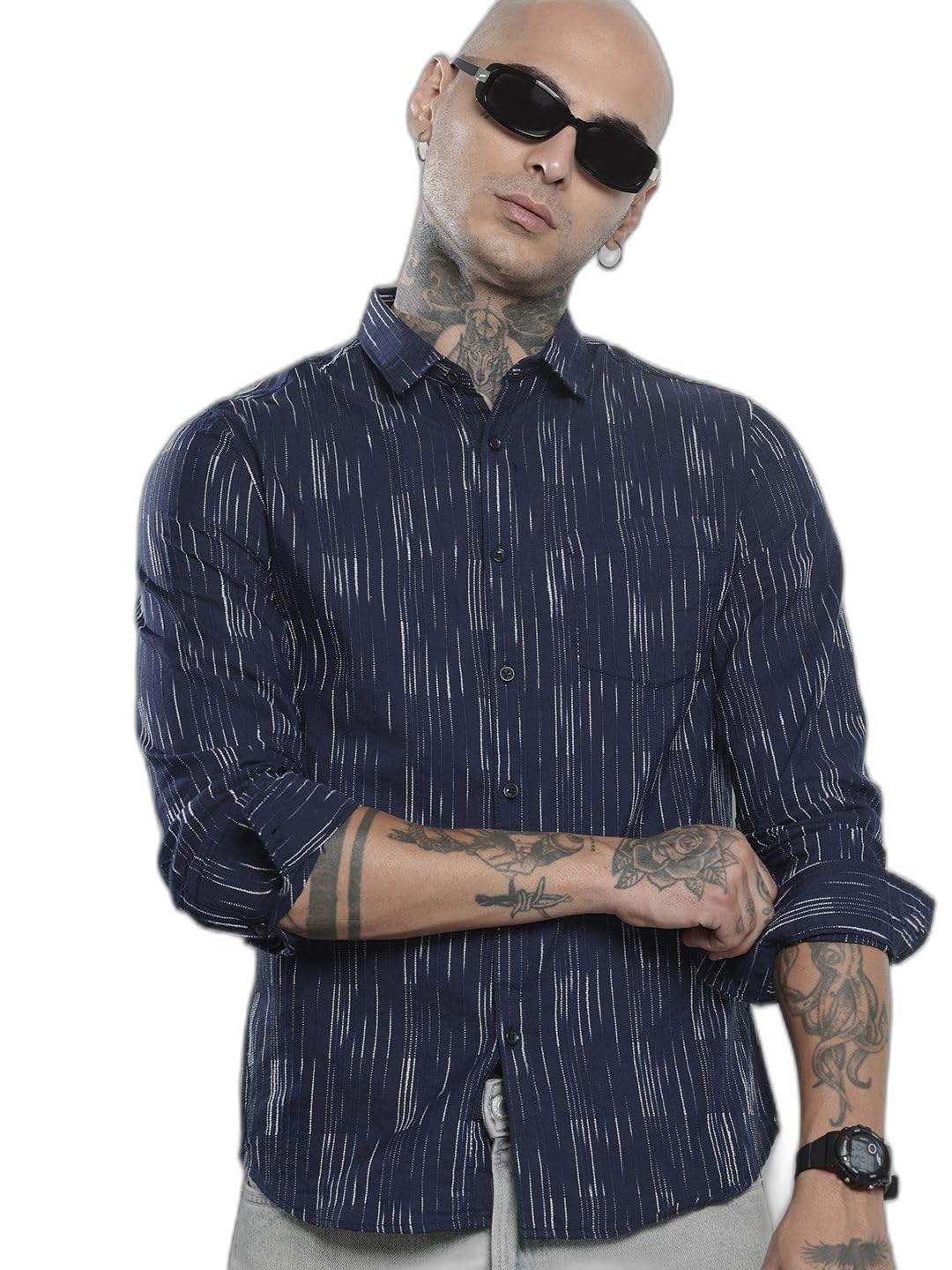 The Indian Garage Co Mens Striped Slim Fit Shirt