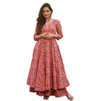 Gosriki Women'S Cotton Blend Printed Anarkali Kurta With Palazzo (Sunday-Multi_Xl-Go_Multicolor_X-Large)