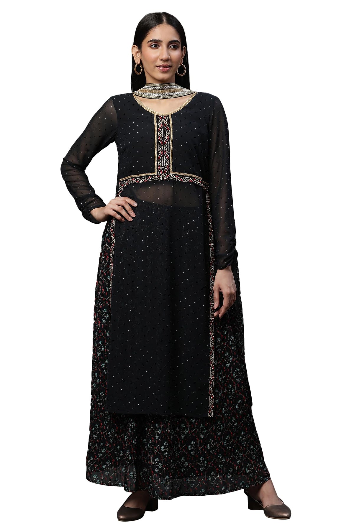 Aurelia WomenS Polyester Black Kurta Set