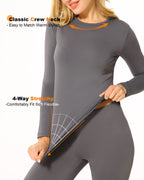 ViCherub Womens Thermal Underwear Set Long Johns Base Layer Fleece Lined Cold Weather Soft Top Bottom Gray 2XL