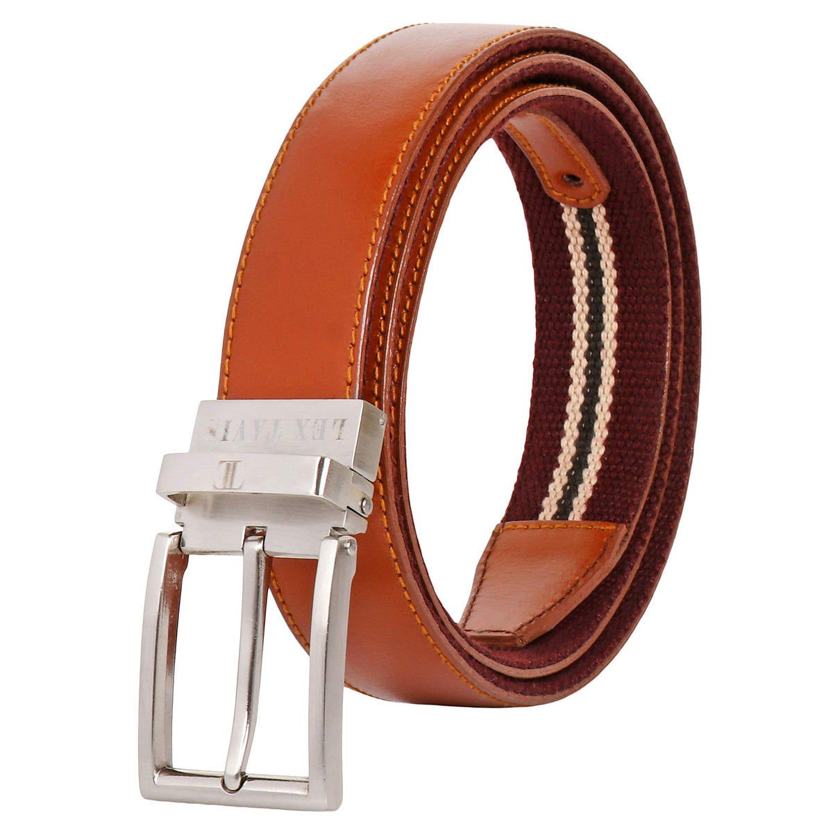 Lex Tavis Canvas Leather Reversible Belt. Leather With Washed Canvas For Men & Boys. (36) 36