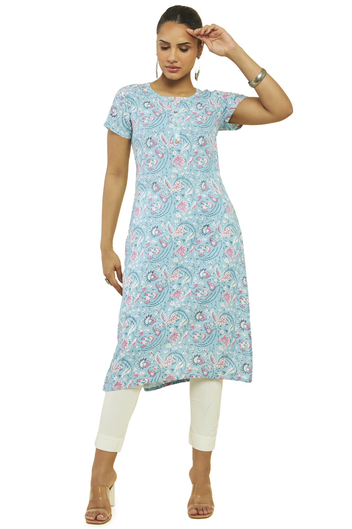 Soch Women Rayon Floral Print Kurta