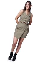 Popwings Casual Checks Print Sleeveless Vest Crop Top And Wrap Skirt Set For Women | Cute Vest Top And Short Wrap Skirt Set For 