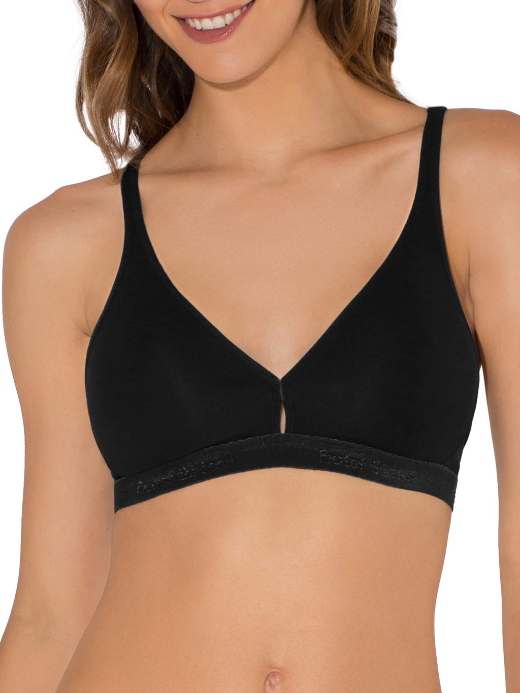 Fruit of the Loom womens Wirefree Cotton Bralette Bra, Black Hue/Sand, 36B US