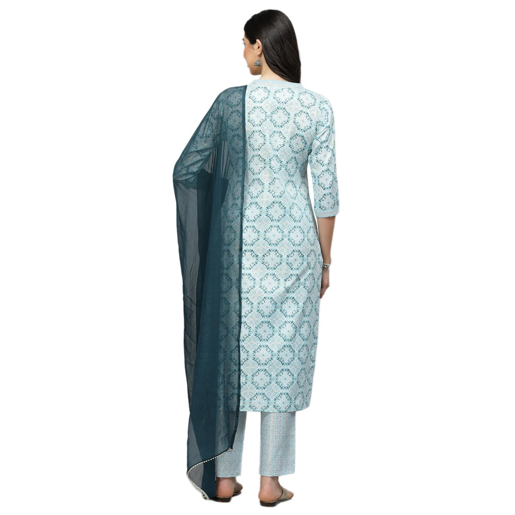 Stylum Women'S Printed Cotton Blend Kurta Pant With Dupatta