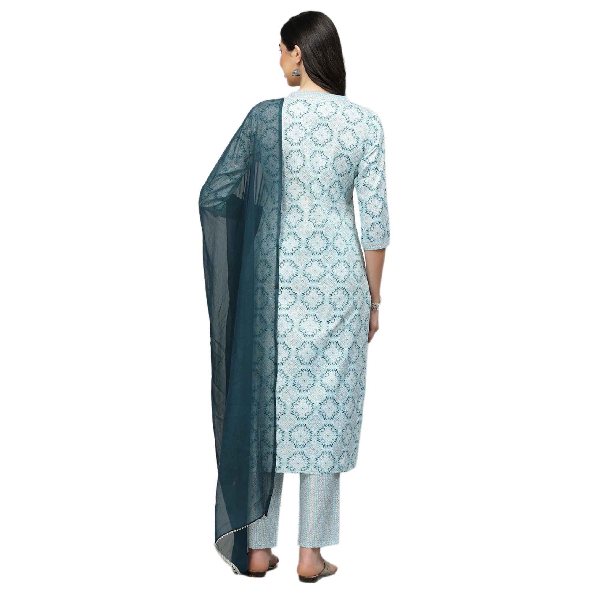 Stylum Women'S Printed Cotton Blend Kurta Pant With Dupatta