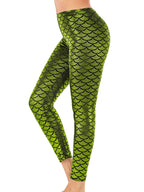 Alaroo christmas Mermaid Print Scale Leggings Party costume Light green L