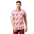 Thomas Scott Mens Printed Slim Fit 100% Cotton Casual Shirt with Spread Collar and Half Sleeve