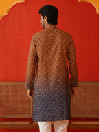 Jompers MenS Cotton Geometric Regular Kurtas (Ko_5074_Brown