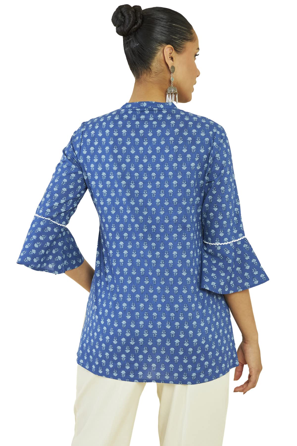 Soch Women Blue Cotton Floral Tunic