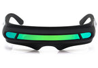 FLAWLESS EYEWEAR Futuristic Space Alien Costume Party Cyclops Shield Colored Mirror Mono Lens Wrap Sunglasses 147mm (Green Mirro