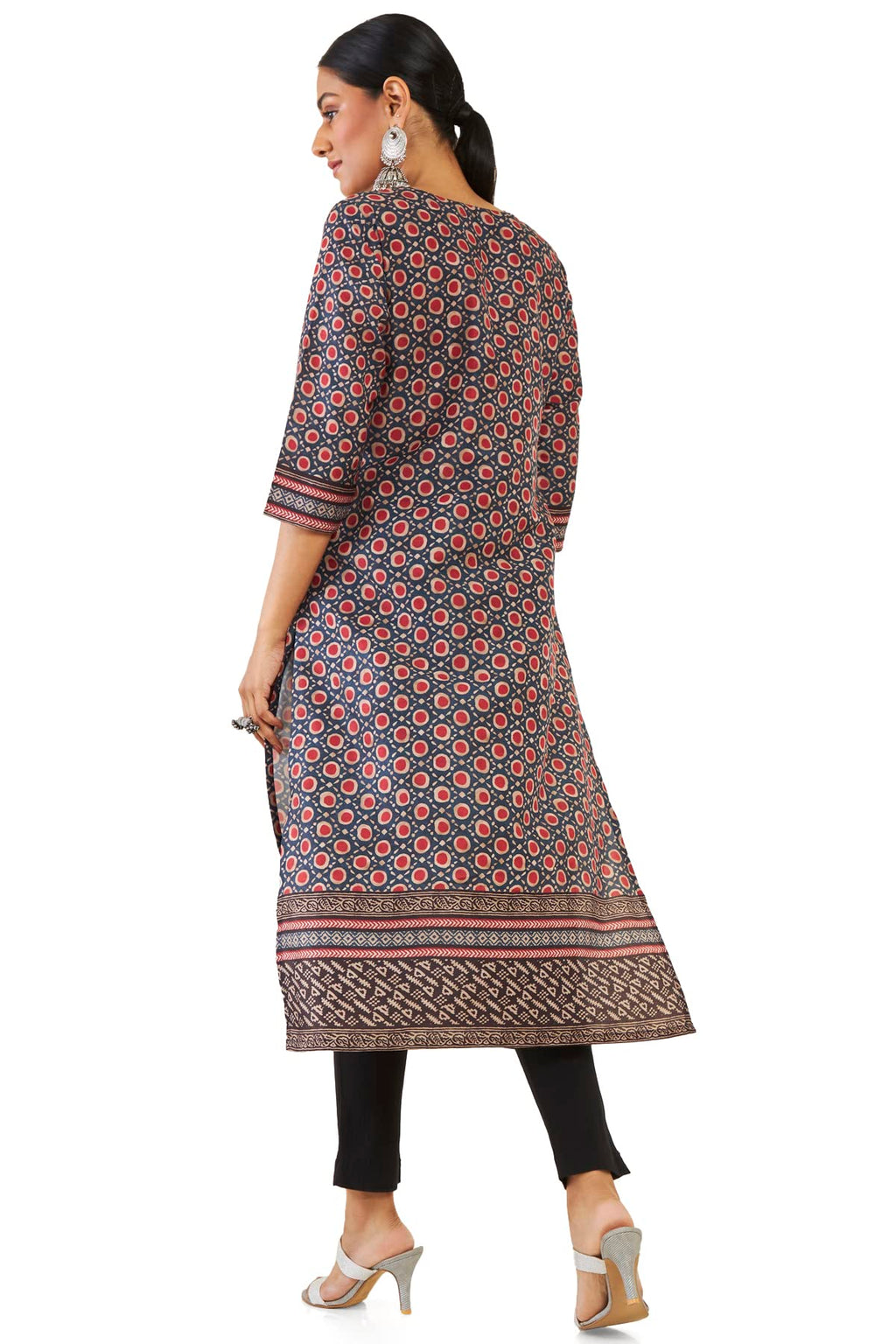 Soch Women Dark Blue Polyester Printed Kurta