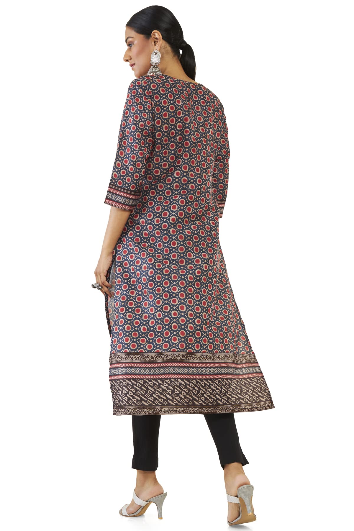 Soch Women Dark Blue Polyester Printed Kurta