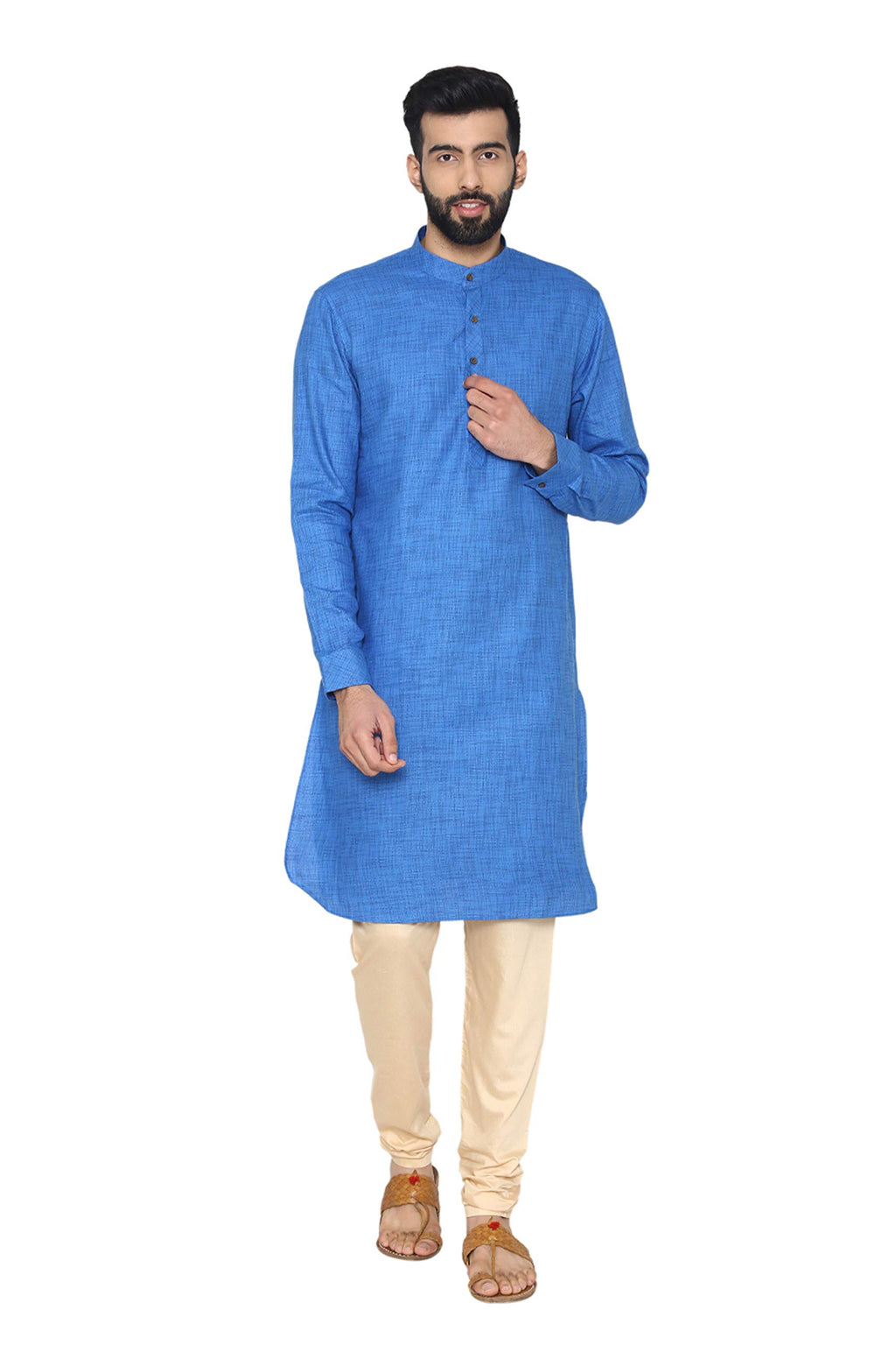 Manyavar MenS Art Silk Kurta (Ml11918_Blue_L)