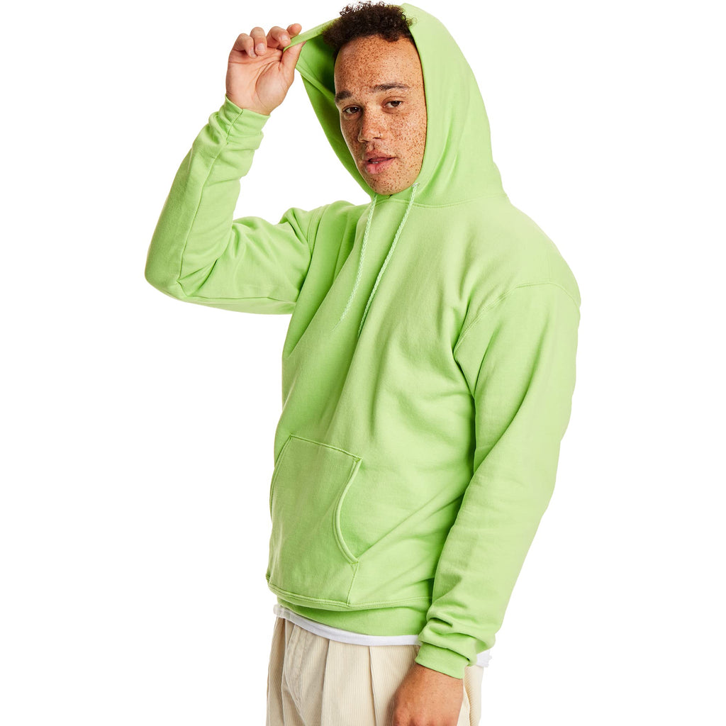 Hanes Men's Pullover EcoSmart Hooded Sweatshirt, lime, Large