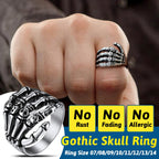 FaithHeart Punk Skull Hand Rings for Man Stainless Steel Gothic Halloween Party Accessories