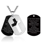 P.Blake Dog Tag Cross Necklace for Friend Stainless Steel Cross Pendant Christian Religious Jewelry Christmas Gifts for Men Boys