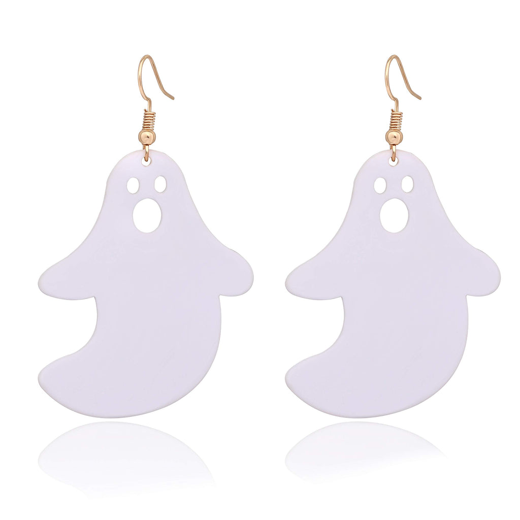 Boderier Ghost Earrings Halloween Black Tree and White Ghost Drop Earrings for Women (White Ghost)