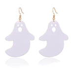Boderier Ghost Earrings Halloween Black Tree and White Ghost Drop Earrings for Women (White Ghost)