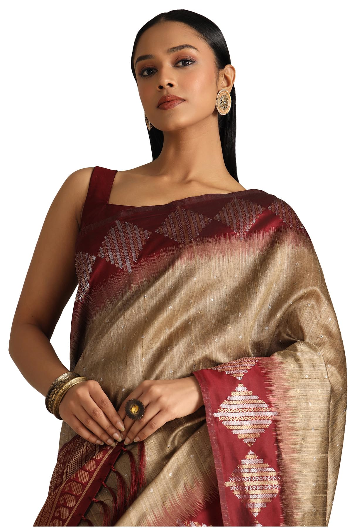 Soch Women Tussar Zari Woven Saree with Zari Woven