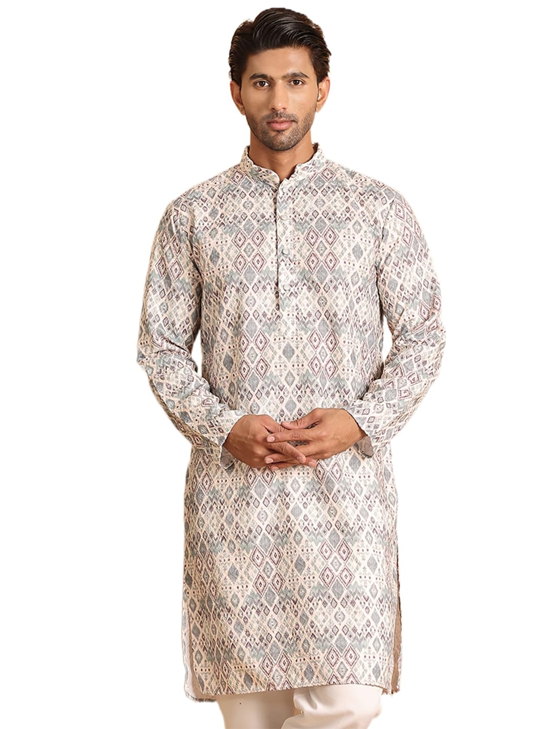 Jompers Mens Embroidered Sequined Viscose Straight Kurta