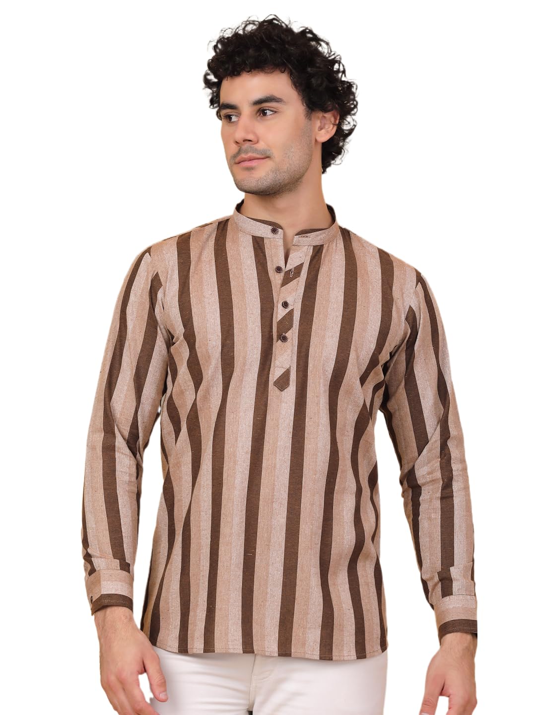 Jompers Mens Striped Short Kurta