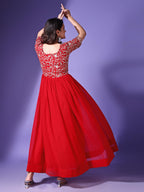 Wedani Georgette Embroidered Long Gown for Women