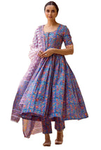 ANNI DESIGNER Womens Rayon Blend Printed Anarkali Kurta with Pant & Dupatta (MYTEE Multi_XL_Multicolor_X-Large)