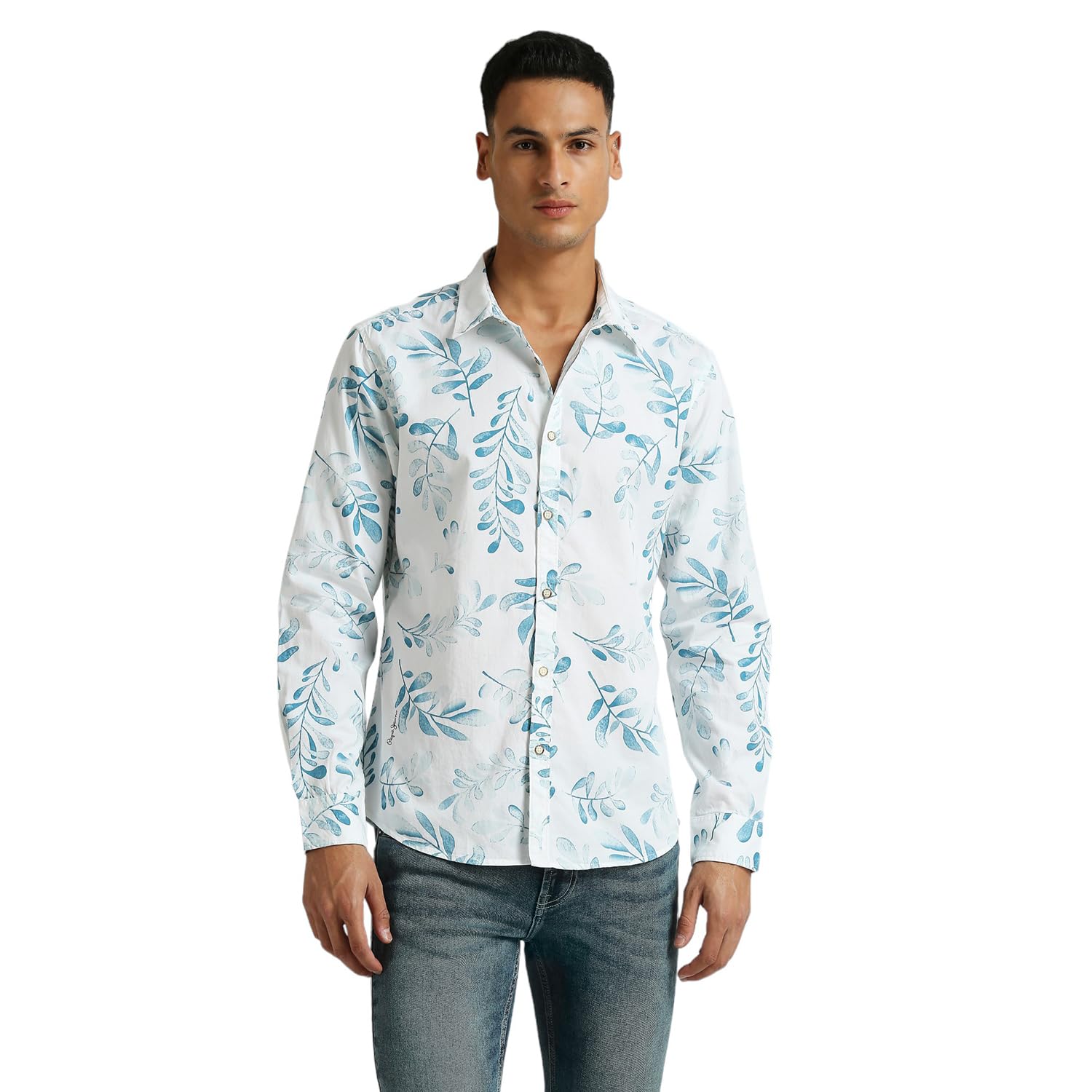 Blue All Over Printed Long Sleeve Shirt