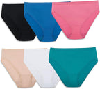 Fruit of the Loom Women's 6pk Microfiber Hi-Cut, Assorted, 7