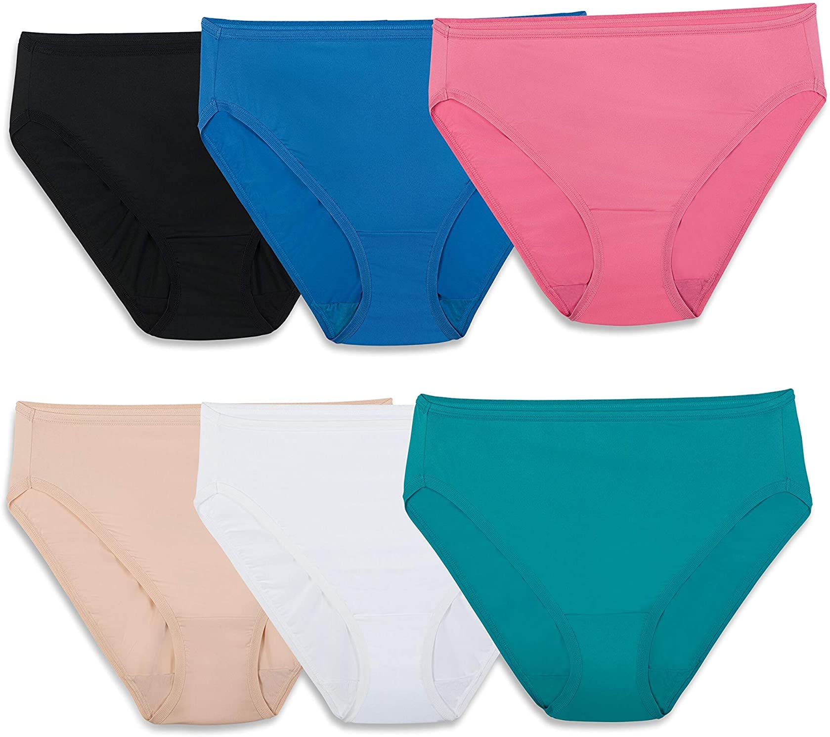 Fruit of the Loom Women's 6pk Microfiber Hi-Cut, Assorted, 7