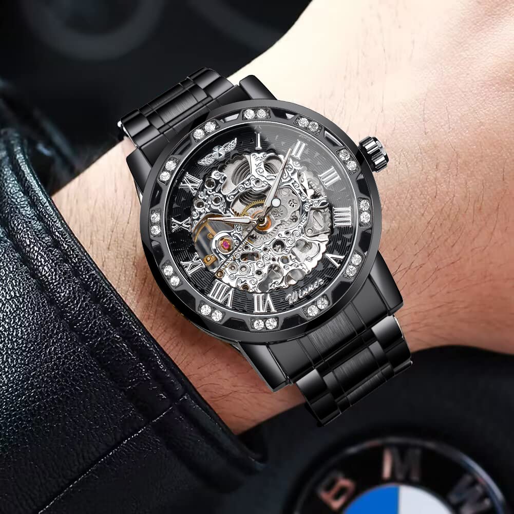 FORSINING Retro Steampunk Skeleton Automatic Diamond Royal Carving Men's Watches Elegant Mechanical Wrist Watch Neutral Clock