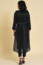 W For Woman Black Mock Vest Plus Size Kurta