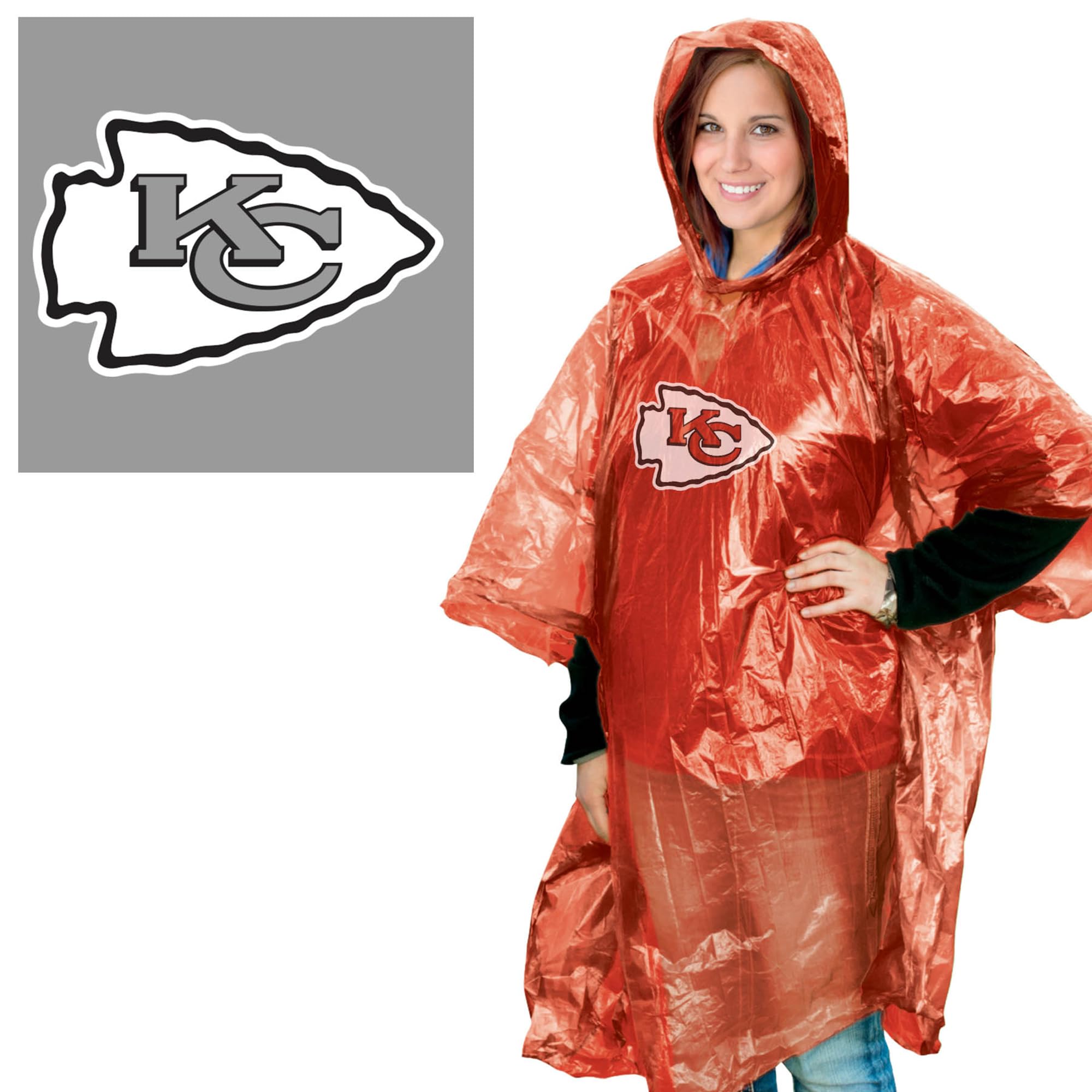 Wincraft NFL Kansas City Chiefs Rain Poncho, Team Colors, One Size