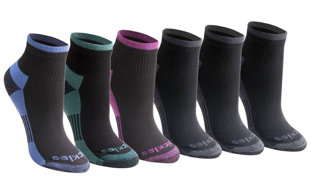 Dickies Women's Dri-Tech Moisture Wicking Quarter Socks, Available in M-L (6, 12, Black Assorted (6 Pairs), Medium