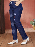 Aarika Girls Casual Wear Navy Blue Colour Text Print Denim Jeans (12-16 Years)