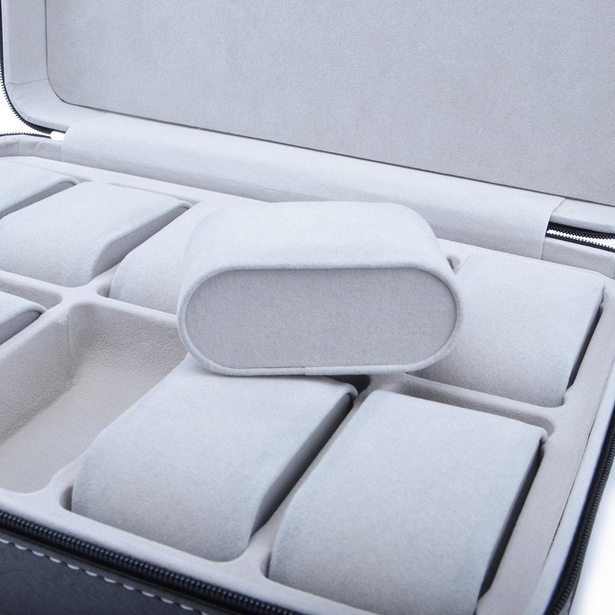 Homeater 10 Slot Watch Box Portable Travel Zipper Case Collector Storage Jewelry Storage Box(Black)