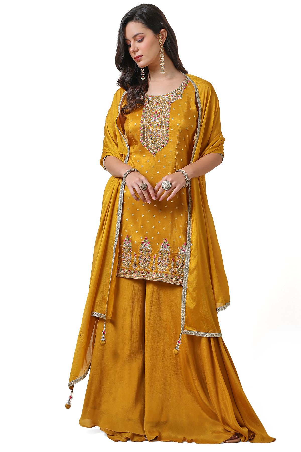 Soch Women Zari Woven Brocade Suit Set with Dupatta