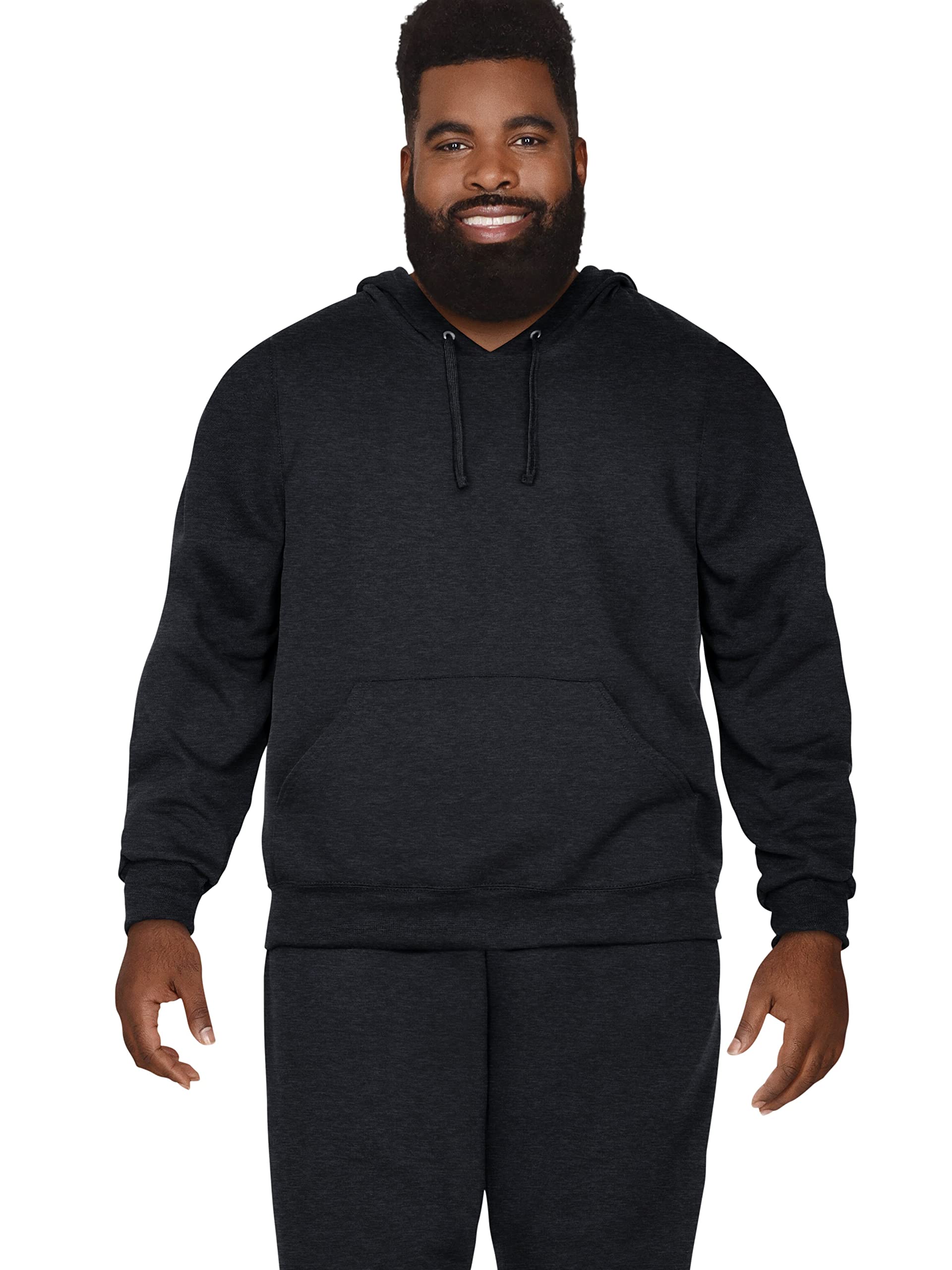 Fruit of the Loom Eversoft Fleece Hoodies, Moisture Wicking & Breathable, Hooded Sweatshirt, Black Heather Pullover, Small