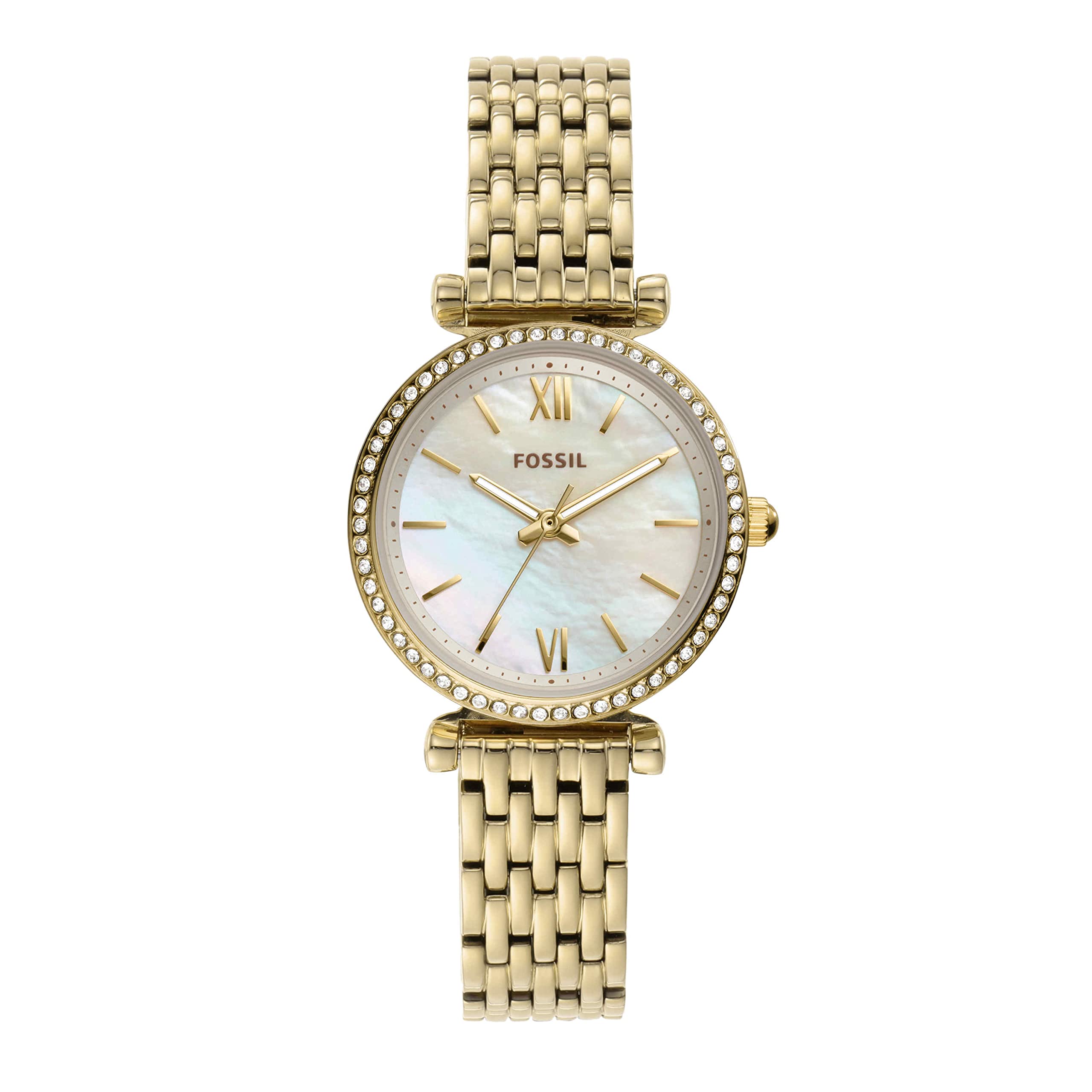 Fossil Women's Carlie Mini Quartz Stainless Steel Three-Hand Watch, Color: Gold (Model: ES4735)