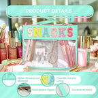 Siwara Snack Bags Clear Pouch Travel Makeup Bag Stoney Clover Chenille Letter Bags for Zipper Pouch Clear Cosmetic Bag Clear Tot
