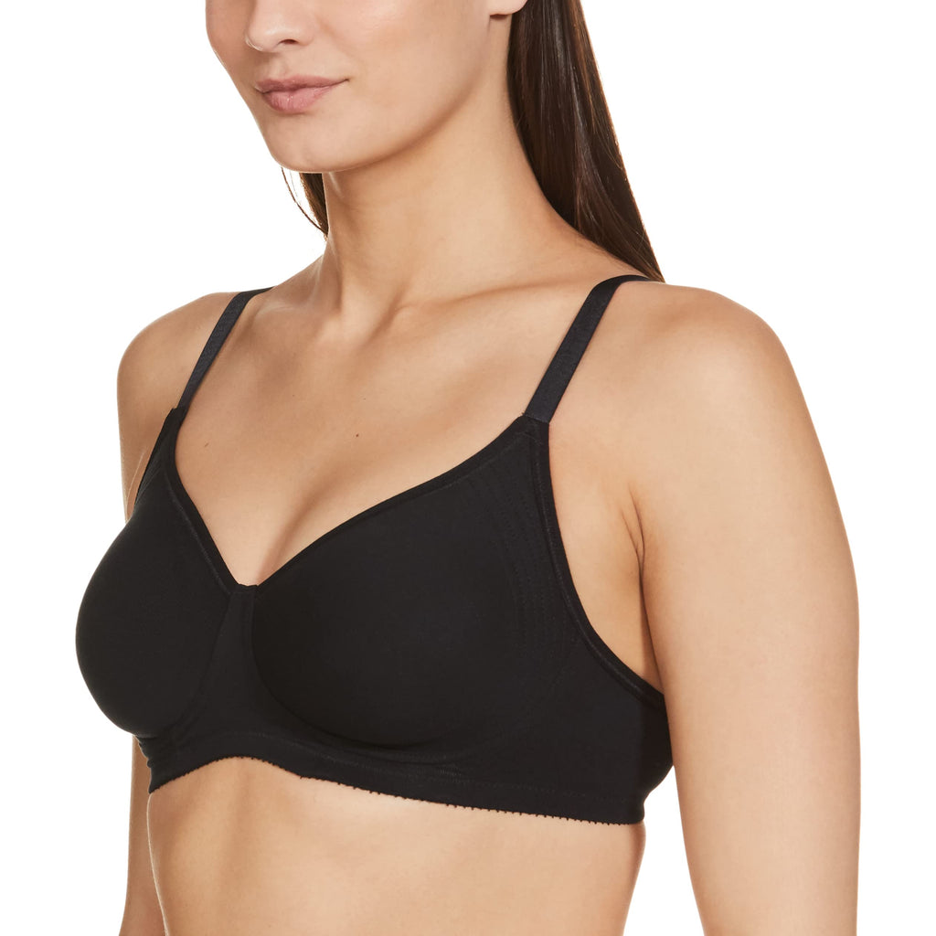 Enamor A042 Side Support Shaper Supima Cotton Everyday Bra - Non-Padded, Wirefree & High Coverage Black