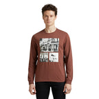 Brown Graphic Print Full Sleeved T-Shirt