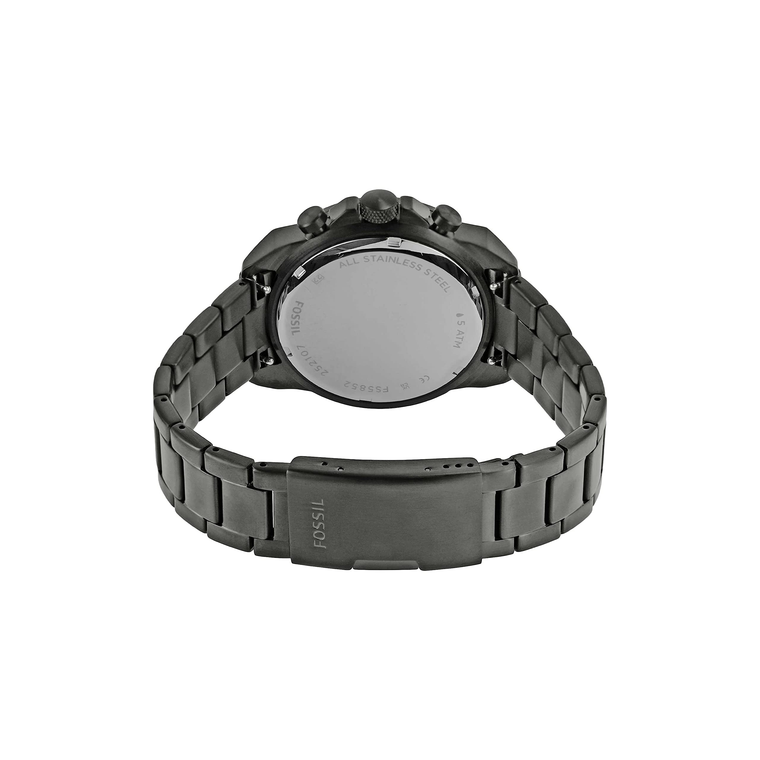 Fossil Men's Bronson Quartz Stainless Steel Chronograph Watch, Color: Smoke (Model: FS5852)