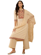 Ziyaa Art Silk Women'S Cream Chinon Kurta,Palazzo Set With Dupatta (Ziskdch4083-Rl-Xxl_Off-White