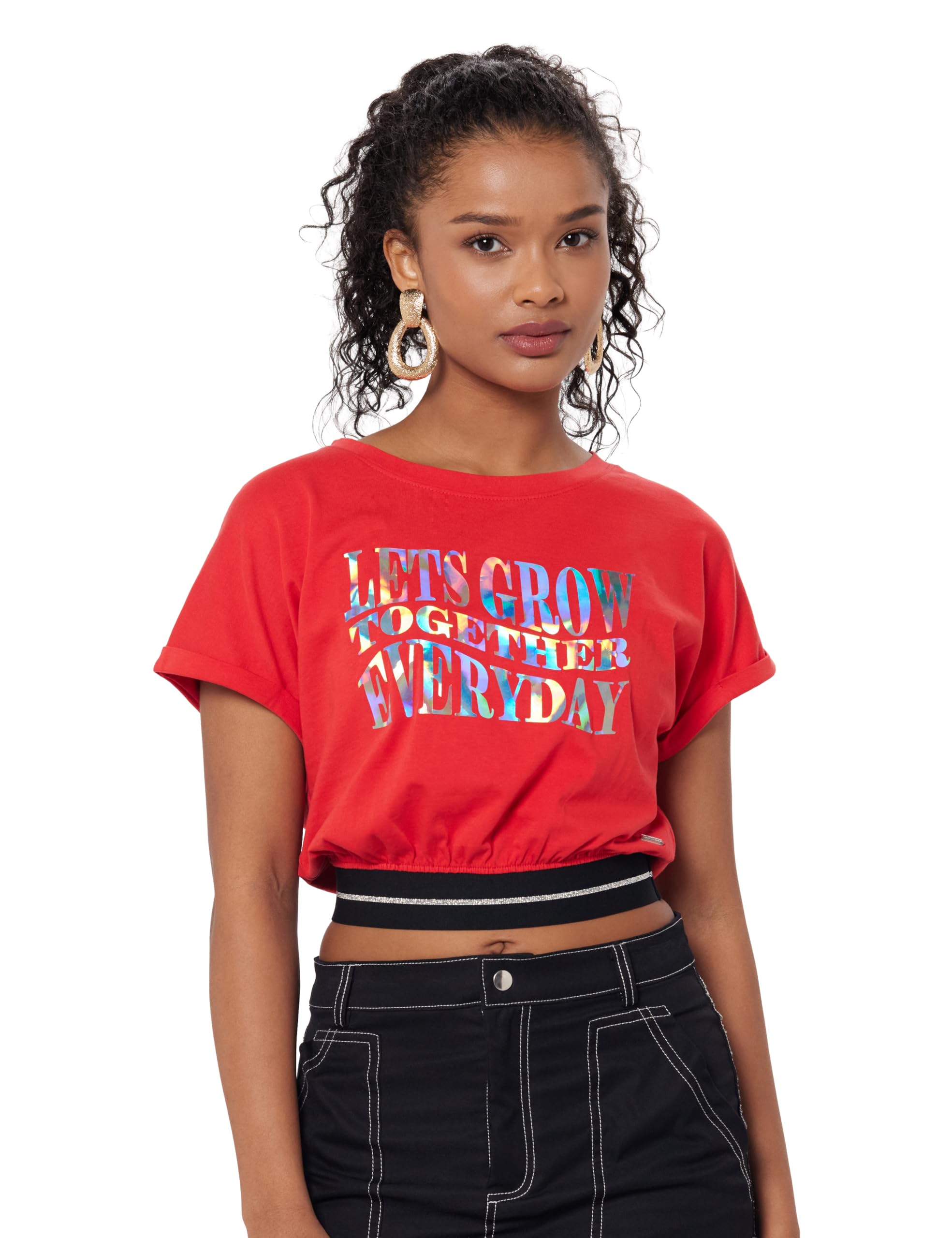 Pepe Jeans WomenS Regular Fit Foil Printed T-Shirts