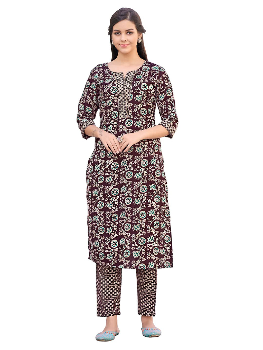 Nainvish Women Kurta With Pant(Sd429_Kb-L) Dark Violet